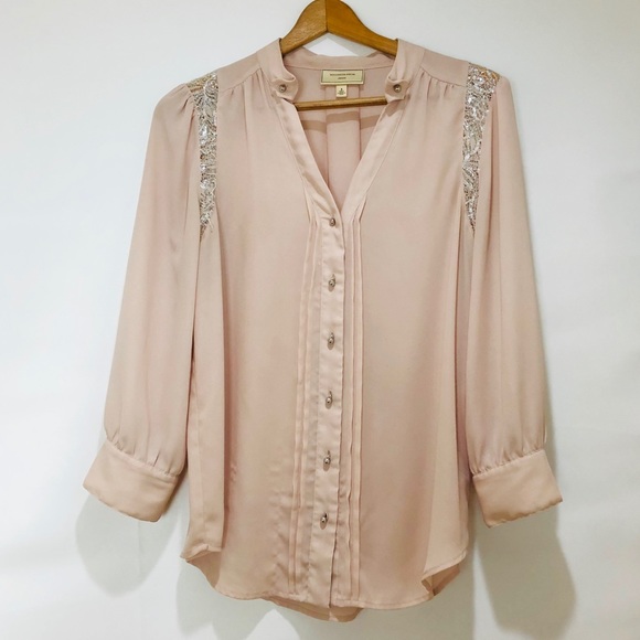 Moulinette Soeurs Tops - Moulinette Soéurs Blush Pink and Silver Top